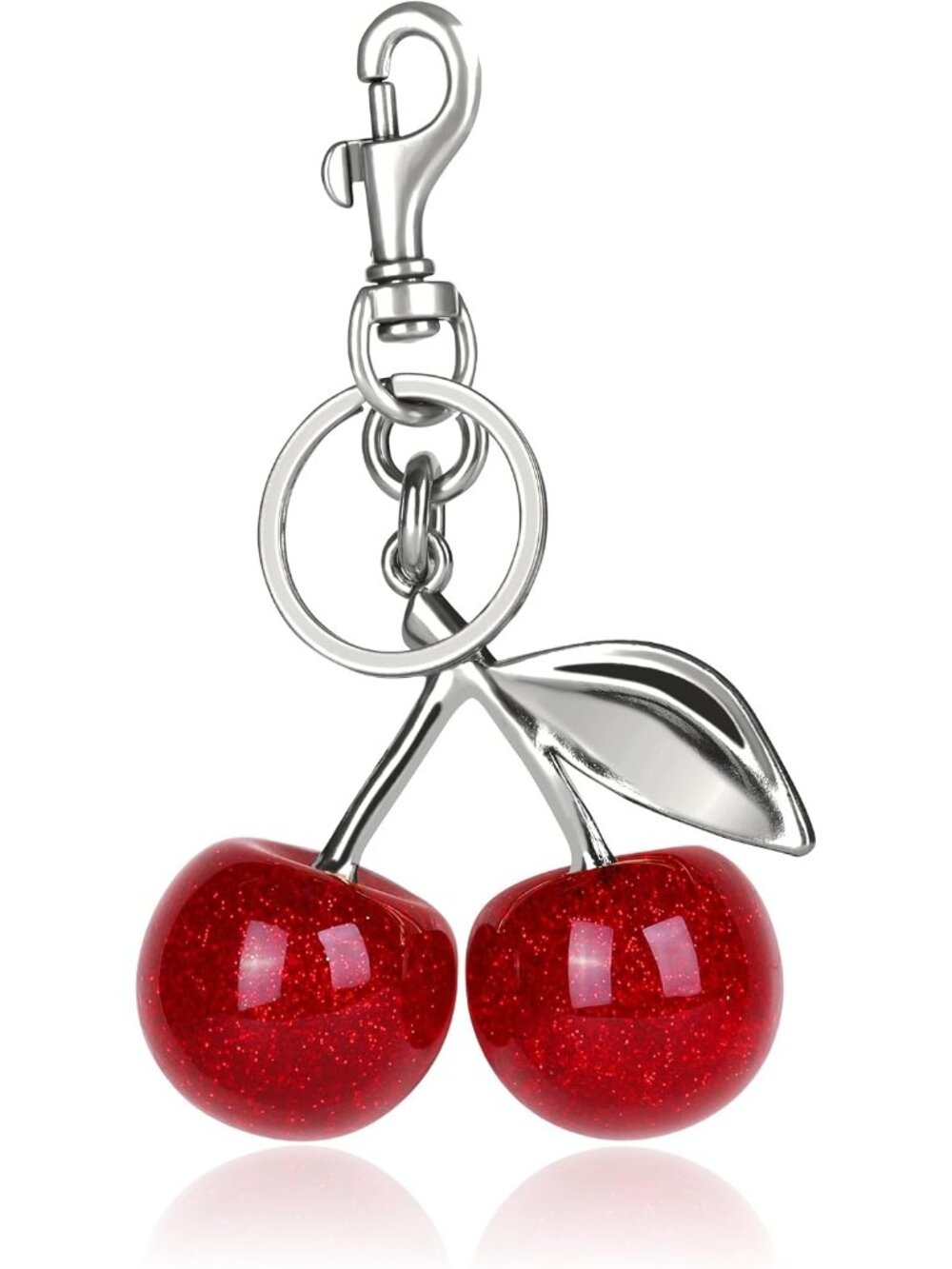 Women's S red Sparkling Purse Charms gloss Sparkling Resin Cherry Bag Keychains